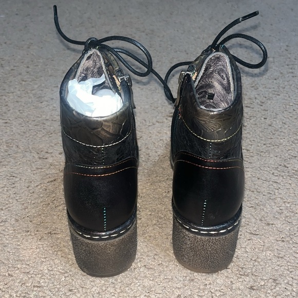 L'Artiste Spring Step Fallinluv Leather Lace-Up Boots Metallic Black 36 / 5.5-6 - Picture 6 of 13